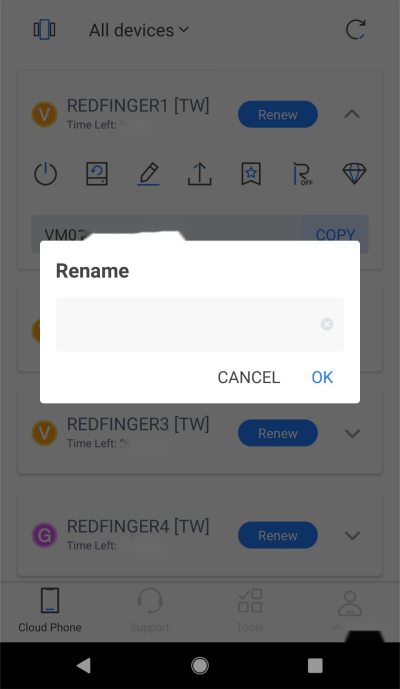 confirm to rename cloud phone