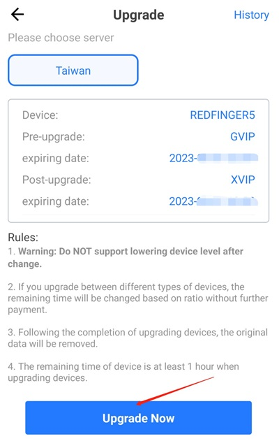 Upgrade Device Step 6 Confirm