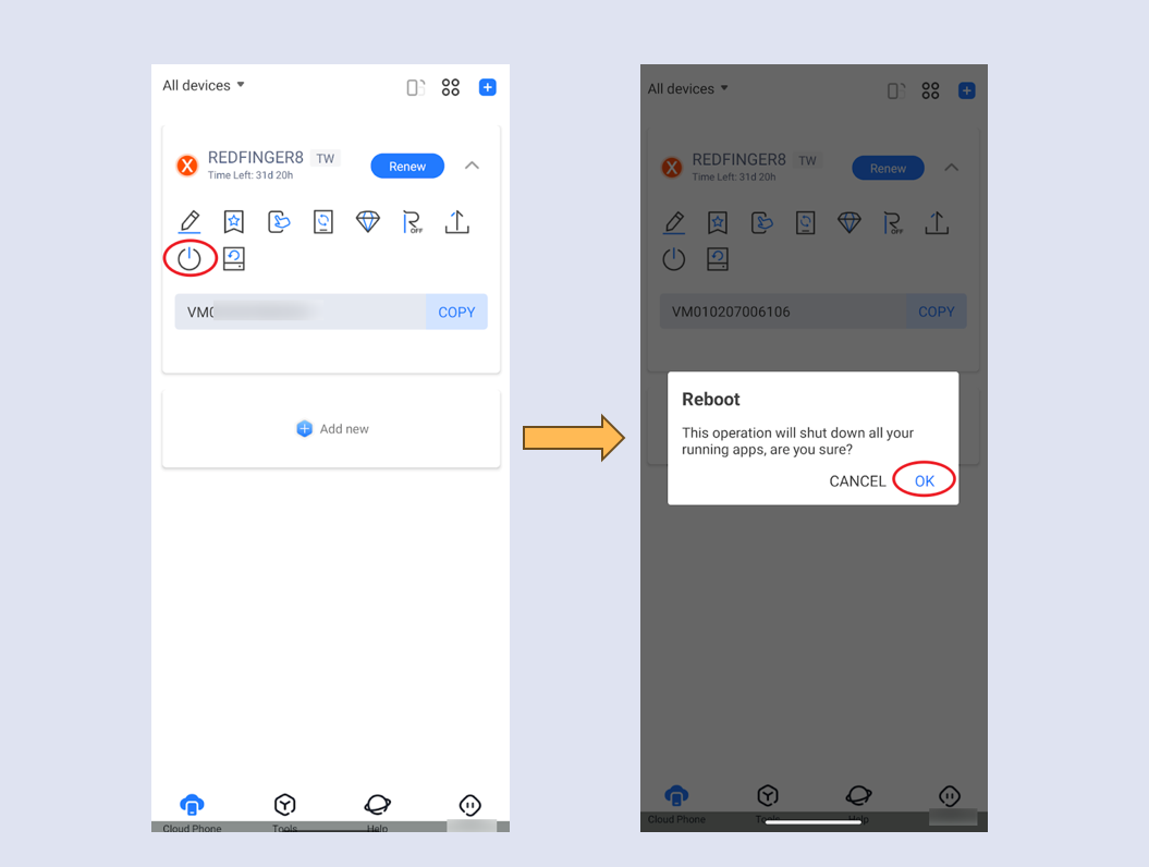 How to Reboot/Reset/Rename Cloud Phone on Android